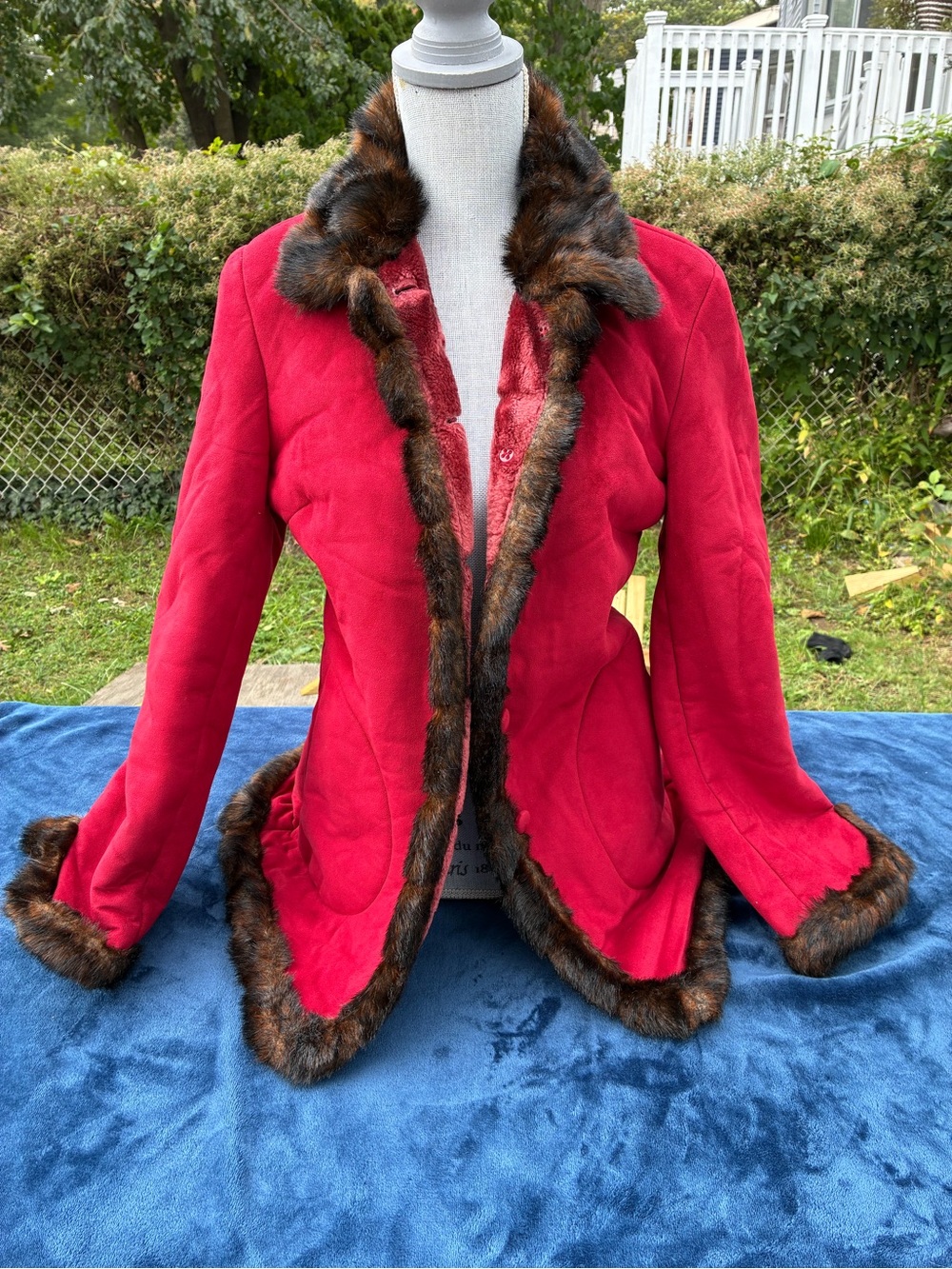 Jones New York Faux Suede & Fur Trim Jacket - Size S